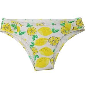 Sugar Coast by Lolli Swim Bikini Bottom XS Lemon Print Ruffle Yellow White Beach